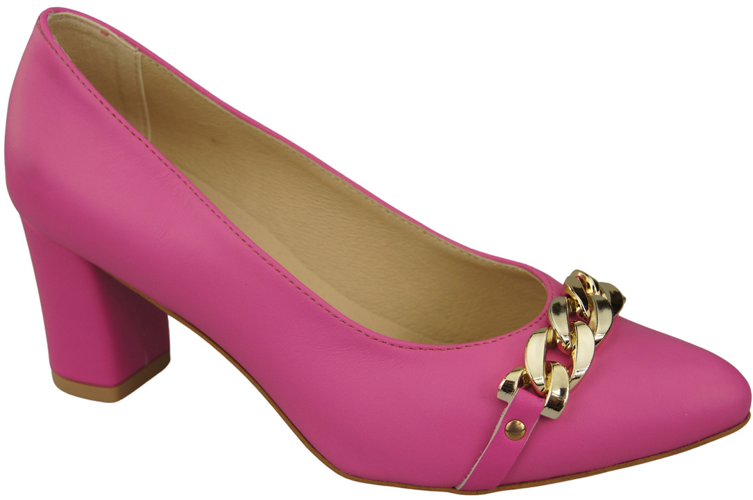 Classic Women's  Pumps Shoes made of Natural Leather with a Gold Decorative Chain 200 ElitaBut