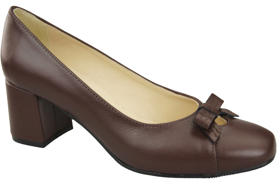 Women's Pumps with a Bow, Natural Leather and Low Heel 203 ElitaBut