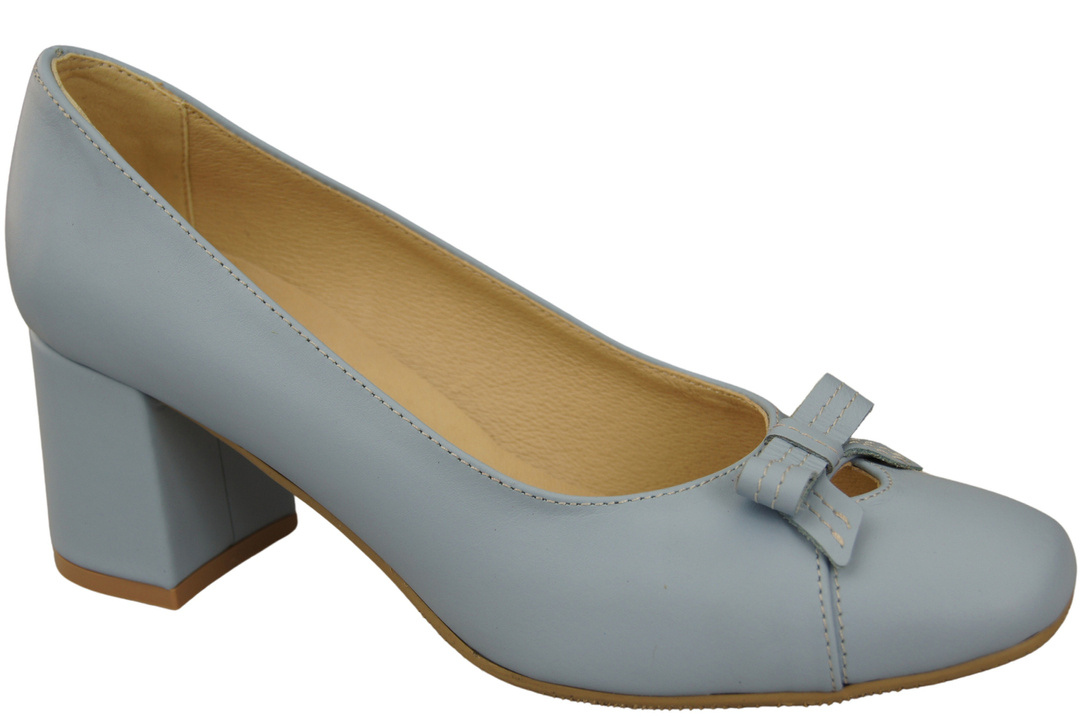 Women's Pumps with a Bow, Natural Leather and Low Heel 203 ElitaBut