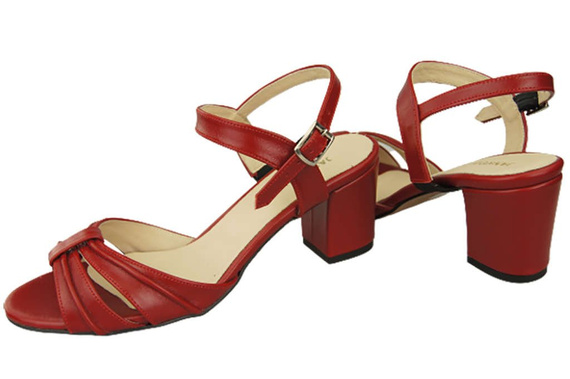 Obuwie Damskie Sandały Czerwone Skóra Naturalna 168 ElitaBut