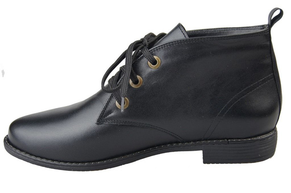 Obuwie Damskie Botki Ocieplane skóra naturalna Czarne 979 Z Elitabut