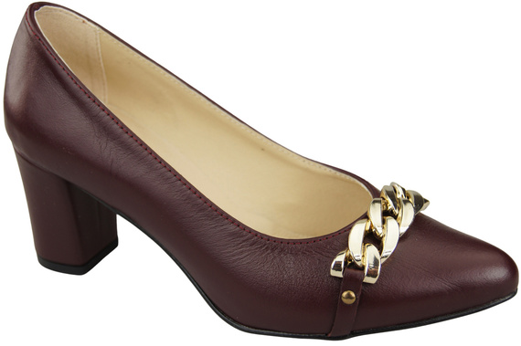 Classic Women's  Pumps Shoes made of Natural Leather with a Gold Decorative Chain 200 ElitaBut