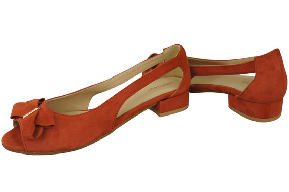 Obuwie Sandały Damskie Ceglasty Skóra Naturalna Zamszowa 994 Z Połączenie Stylu i Komfortu ElitaBut