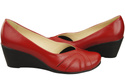 Buty na Koturnie Czerwone Czółenka Damskie z Naturalnej Skóry 828 ElitaBut