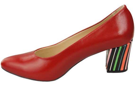 Obuwie Damskie Czółenka Czerwone Skóra naturalna z Ozdobnym Obcasem 158 ElitaBut