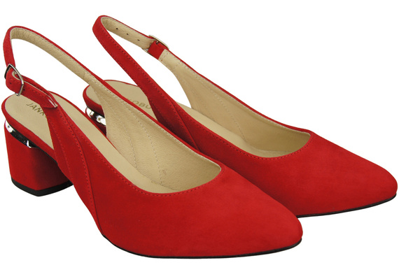 Sandały Damskie z Naturalnej Skóry Zamszowej Czerwone Elegancja i Komfort 196 Z ElitaBut