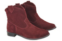 Obuwie Botki Damskie Wiosna / Jesień skóra naturalna welurowa Bordowe 132 L ElitaBut