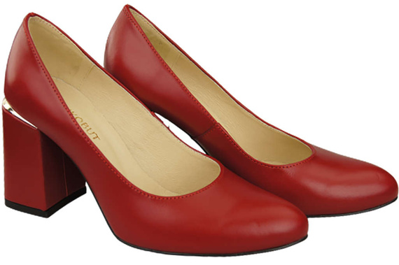 Obuwie Damskie Czółenka Czerwone Skóra naturalna 179 ElitaBut