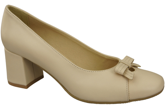 Women's Pumps with a Bow, Natural Leather and Low Heel 203 ElitaBut