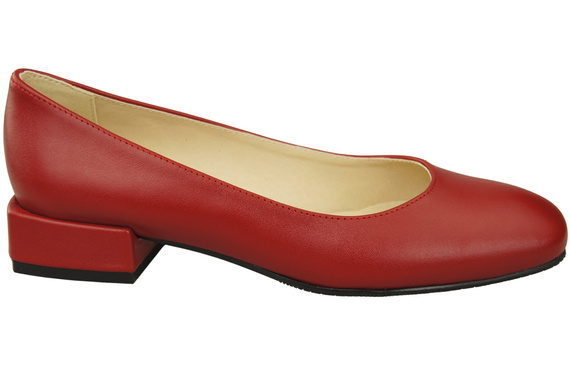 Wygodne Obuwie Damskie Czółenka Czerwone Płaskie Skóra naturalna 204 ElitaBut