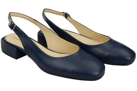 Obuwie Damskie Sandały Granatowe Płaski Obcas Skóra naturalna 206 ElitaBut