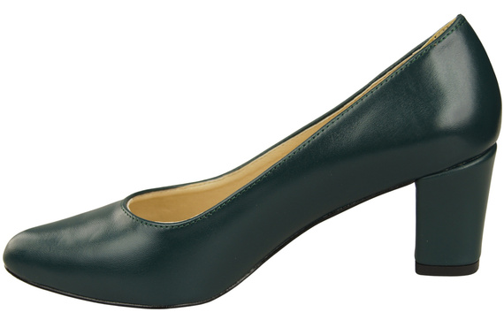 Klasyczne Gładkie Buty Czółenka Damskie Malachitowe z Naturalnej Skóry 213 ElitaBut