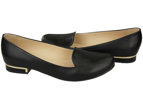 Obuwie Baleriny Damskie Lordsy skóra naturalna Czarne 908 ElitaBut