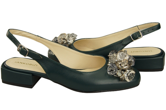 Obuwie Damskie Sandały Malachitowe z Kryształkami Skóra naturalna 215 ElitaBut