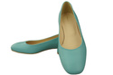 Wygodne Obuwie Damskie Czółenka Turkusowe Płaskie Skóra naturalna 204 ElitaBut