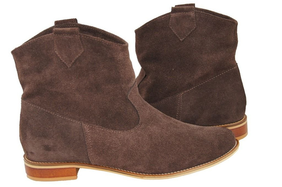 Obuwie Botki Damskie Czekolada Wiosna / Jesień skóra naturalna welurowa 132 L ElitaBut