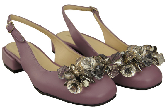 Obuwie Damskie Sandały Lila z Kryształkami Skóra naturalna 215 ElitaBut
