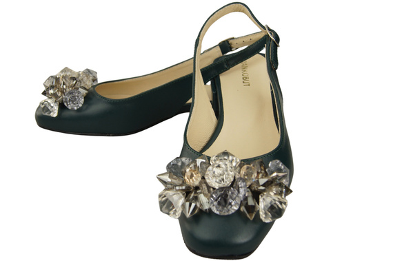 Obuwie Damskie Sandały Malachitowe z Kryształkami Skóra naturalna 215 ElitaBut