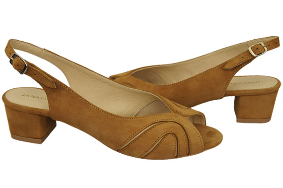 Obuwie Damskie Sandały skóra naturalna zamszowa Rude 991 ElitaBut