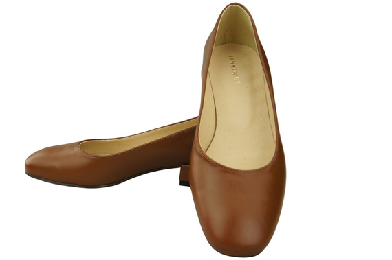 Comfortable Women's Shoes Flat Pumps, Natural Leather 204 ElitaBut