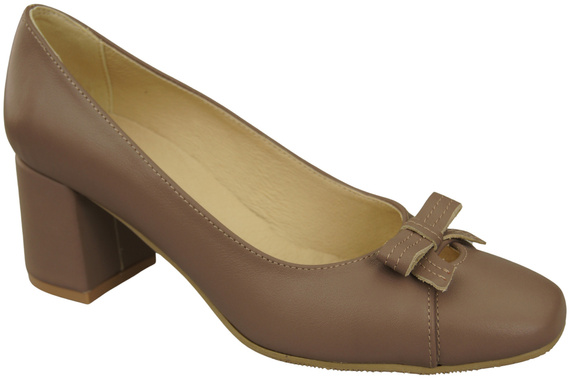 Women's Pumps with a Bow, Natural Leather and Low Heel 203 ElitaBut