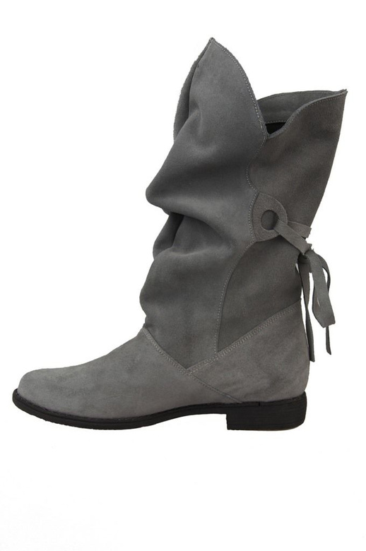 Obuwie Botki Damskie Wiosna / Jesień skóra naturalna welurowa Popielate 999 L ElitaBut