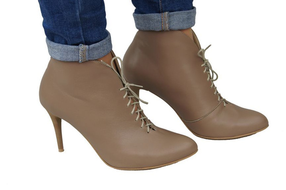 Obuwie Botki Damskie Wiosna / Jesień skóra naturalna Cappuccin Lico o 955 ElitaBut