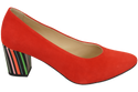 Obuwie Damskie Czółenka Czerwone Skóra naturalna zamszowa Ozdobny Obcas 158 Z ElitaBut