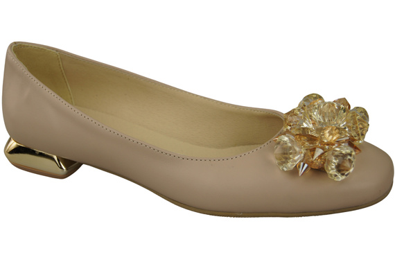 Women's Pumps with Crystals Flat Natural Leather 216 ElitaBut