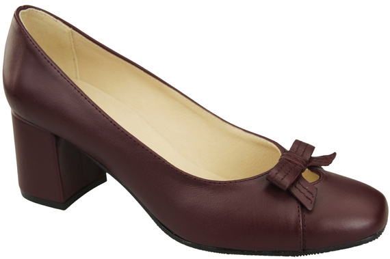 Women's Pumps with a Bow, Natural Leather and Low Heel 203 ElitaBut