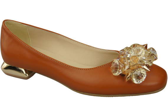 Women's Pumps with Crystals Flat Natural Leather 216 ElitaBut