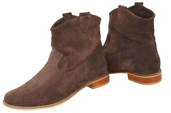 Obuwie Botki Damskie Czekolada Wiosna / Jesień skóra naturalna welurowa 132 L ElitaBut