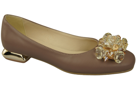 Women's Pumps with Crystals Flat Natural Leather 216 ElitaBut