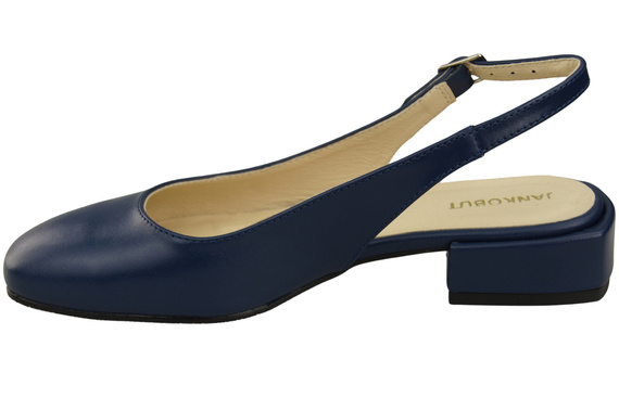 Obuwie Damskie Sandały Granatowe Płaski Obcas Skóra naturalna 206 ElitaBut