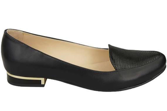 Obuwie Baleriny Damskie Lordsy skóra naturalna Czarne 908 ElitaBut