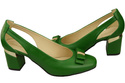 Buty Czółenka Damskie Zielone z Naturalnej Skóry z Ozdobnym Obcasem 199 ElitaBut