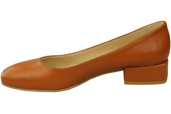 Wygodne Obuwie Damskie Czółenka Rude Płaskie Skóra naturalna 204 ElitaBut