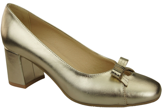 Women's Pumps with a Bow, Natural Leather and Low Heel 203 ElitaBut