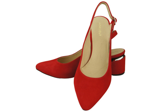 Sandały Damskie z Naturalnej Skóry Zamszowej Czerwone Elegancja i Komfort 196 Z ElitaBut