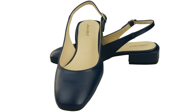 Obuwie Damskie Sandały Granatowe Płaski Obcas Skóra naturalna 206 ElitaBut