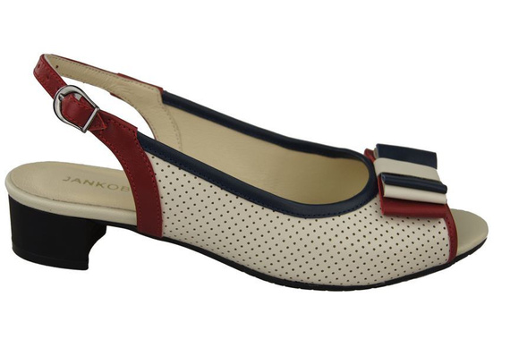 Obuwie Damskie Sandały Ażurowe skóra naturalna Czerwone Granatowe Beż 731 ElitaBut