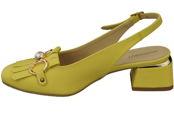 Obuwie Damskie Sandały Cytrynowe Ozdobione Frędzlami Skóra naturalna 208 ElitaBut