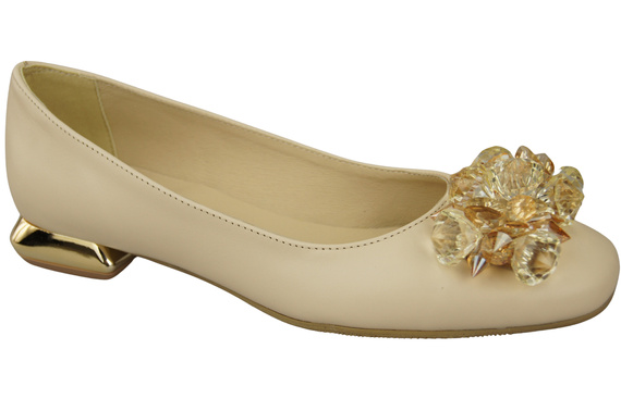 Women's Pumps with Crystals Flat Natural Leather 216 ElitaBut