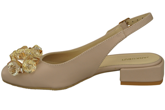 Obuwie Damskie Sandały Cappuccino Jasne z Kryształkami Skóra naturalna 215 ElitaBut