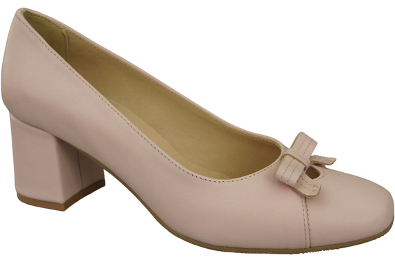 Women's Pumps with a Bow, Natural Leather and Low Heel 203 ElitaBut