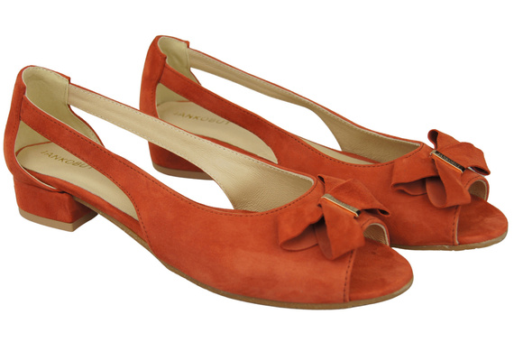 Obuwie Sandały Damskie Ceglasty Skóra Naturalna Zamszowa 994 Z Połączenie Stylu i Komfortu ElitaBut