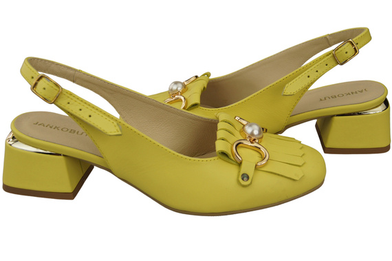 Obuwie Damskie Sandały Cytrynowe Ozdobione Frędzlami Skóra naturalna 208 ElitaBut