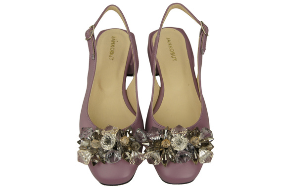 Obuwie Damskie Sandały Lila z Kryształkami Skóra naturalna 215 ElitaBut