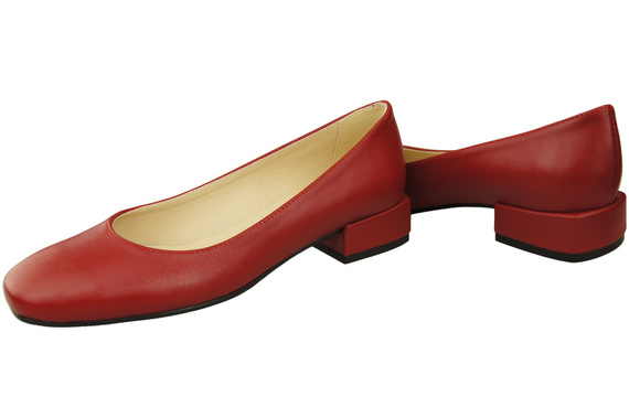 Wygodne Obuwie Damskie Czółenka Czerwone Płaskie Skóra naturalna 204 ElitaBut