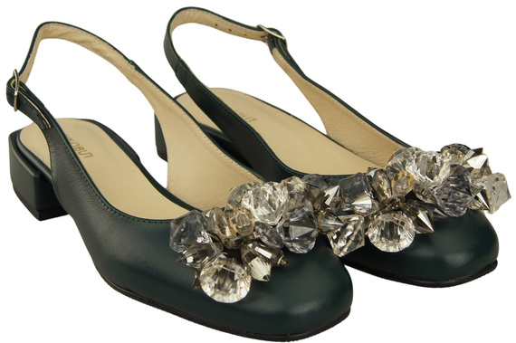 Obuwie Damskie Sandały Malachitowe z Kryształkami Skóra naturalna 215 ElitaBut